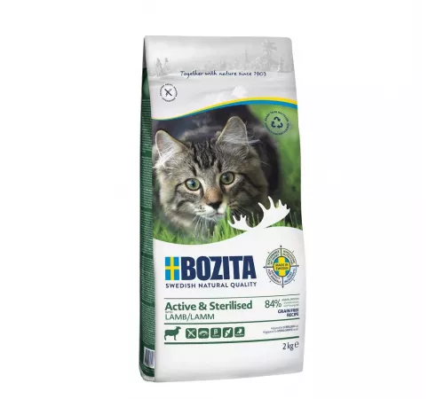 Bozita Katzenfutter trocken Active & Sterilised Grain free mit Lamm 2 kg