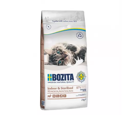 Bozita Katzenfutter trocken Indoor & Sterilised Grain free mit Rentier 2 kg