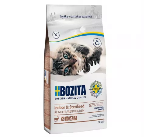 Bozita Katzenfutter trocken Indoor & Sterilised Grain free mit Rentier 10 kg