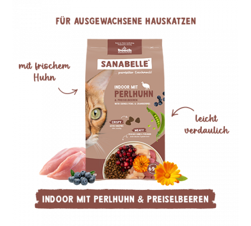 Sanabelle Life Indoor mit Perlhuhn & Preiselbeeren 2 kg