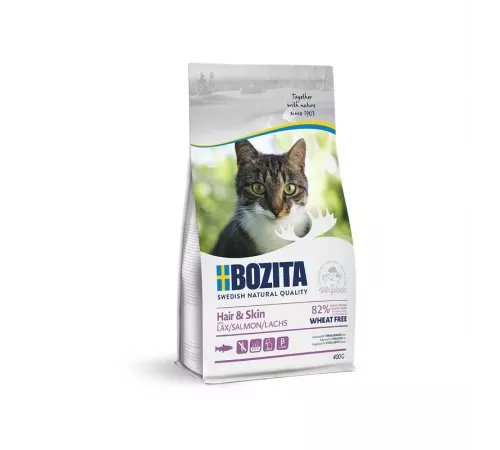 Bozita Katzenfutter trocken Hair & Skin Wheat free mit Lachs 400 g