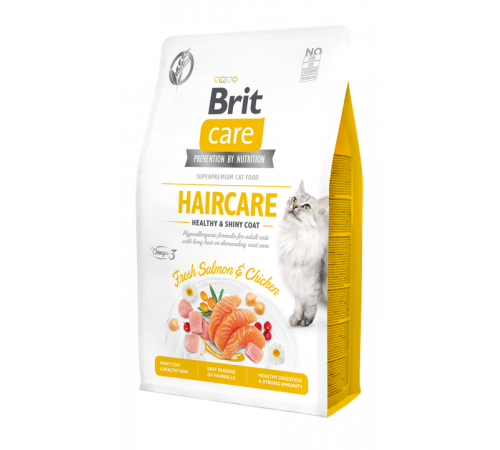 Сухой корм для кошек – Brit Care Cat Grain-Free HAIRCARE Healthy & Shiny Coat 2 kg