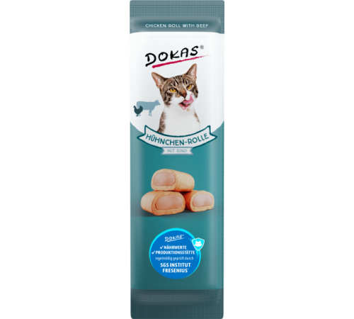 Dokas Cat Snack Hühnchen-Rolle mit Rind 10 g