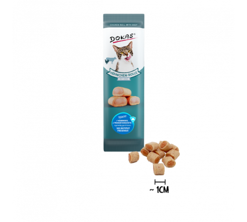 Dokas Cat Snack Hühnchen-Rolle mit Rind 10 g