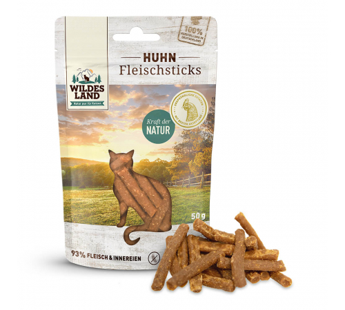 Кошачье лакомство - Wildes Land Cat Fleischsticks Huhn 50 g