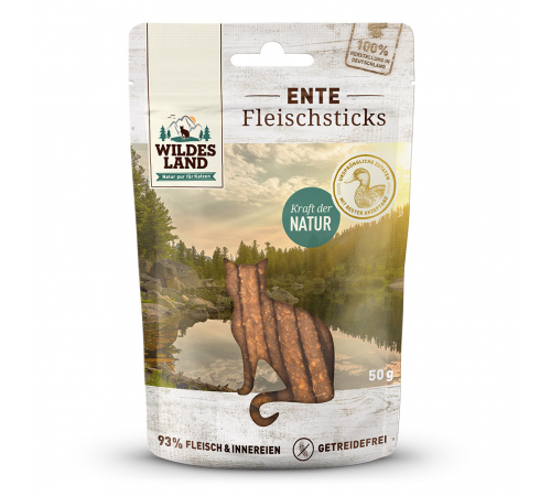 Katzensnack - Wildes Land Cat Fleischsticks Ente 50 g