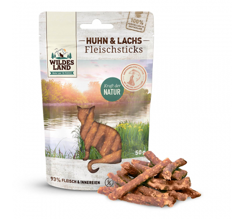 Katzensnack - Wildes Land Cat Fleischsticks Huhn & Lachs 50 g
