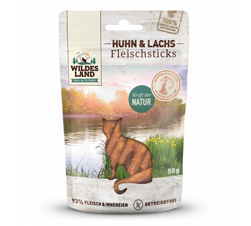 Katzensnack - Wildes Land Cat Fleischsticks Huhn & Lachs 50 g