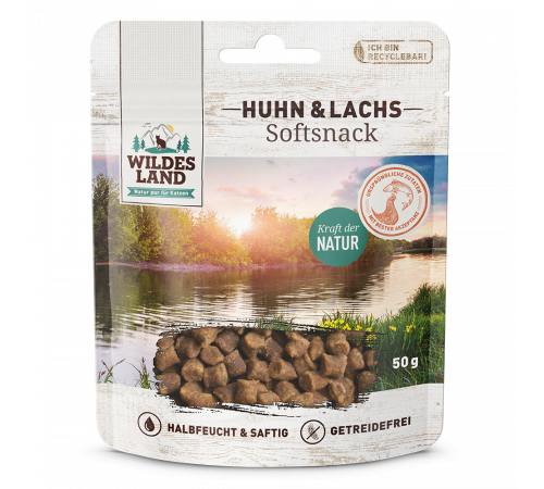 Wildes Land Cat Softsnack Huhn & Lachs 50 g