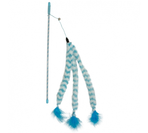 Duvoplus Cat Toy Spielangel Catchy Plüsch-Schwanz - blau/weiß