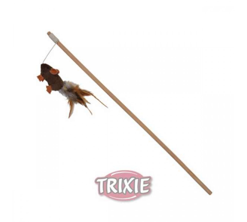 Trixie Spielangel Plüschmaus mit Federn
