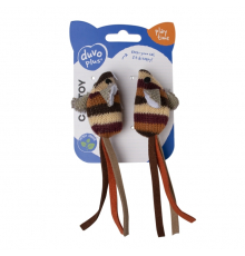 Duvoplus Cat Toy Knitted Mäuse braun - 2 Stück
