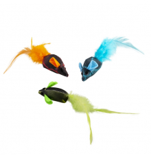 Duvoplus Cat Toy Flash Mäuse mit Federn - 3 Stück