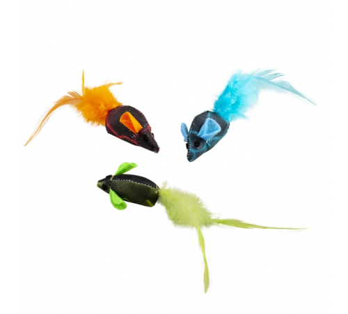 Duvoplus Cat Toy Flash Mäuse mit Federn - 3 Stück