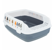 Trixie Katzentoilette Delio mit Motiv - grau/weiß