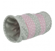 Trixie Spieltunnel aus Fleece - hellgrau/rosa