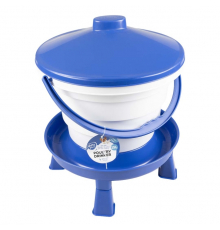 Duvoplus Hühner-Tränke mit Griff & Füßen - blau - 15L - 39x39x46cm