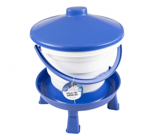 Duvoplus Hühner-Tränke mit Griff & Füßen - blau - 15L - 39x39x46cm