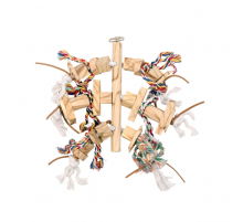 Duvoplus Vogelspielzeug aus Holz mit Leder/Seil