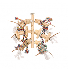 Duvoplus Vogelspielzeug aus Holz mit Leder/Seil