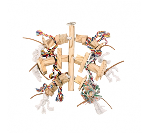 Duvoplus Vogelspielzeug aus Holz mit Leder/Seil
